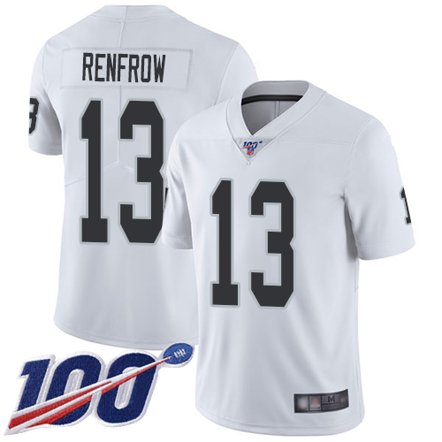 Men Oakland Raiders Limited White Hunter Renfrow Road Jersey NFL Football #13 100th Season Vapor Jersey->nfl t-shirts->Sports Accessory